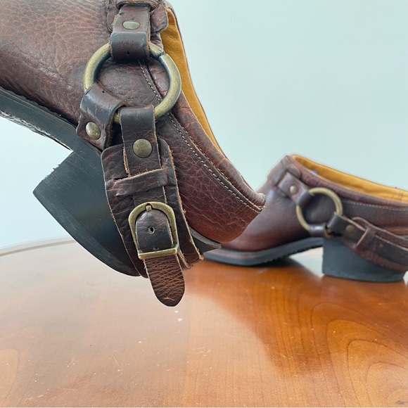 Frye Belted Harness Cowboy Heel Mule Clogs - Picture 1 of 8